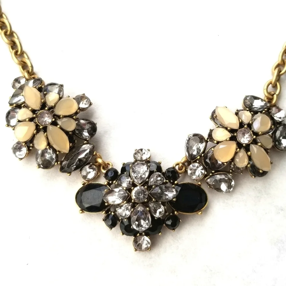 J. Crew Gold tone chain rhinestone necklace